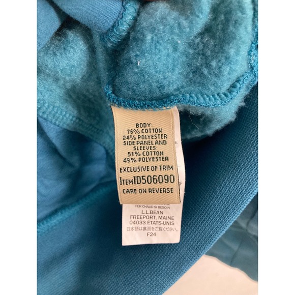 LL Bean Quilted Quarter Zip Pullover Sweatshirt Teal Blue Size S - Picture 9 of 11